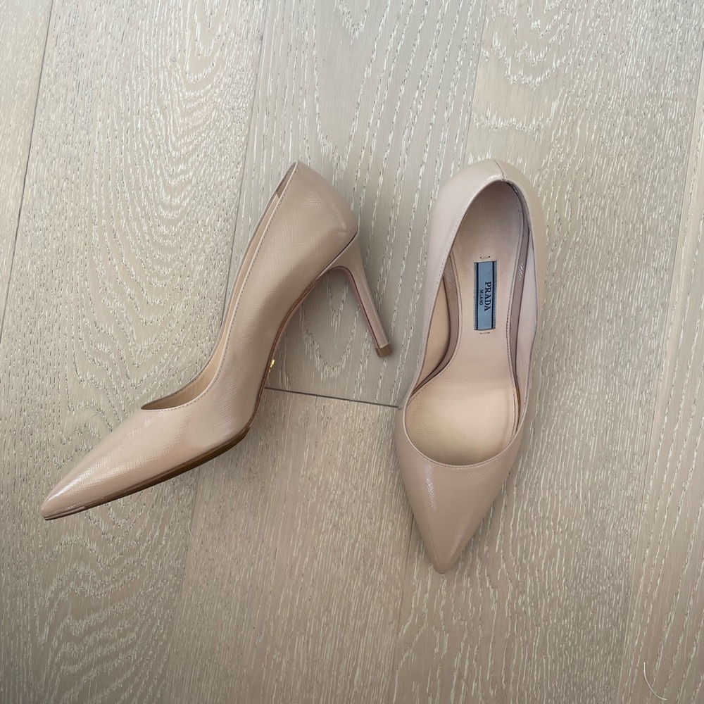 Nude Prada Pointed Toe Pump